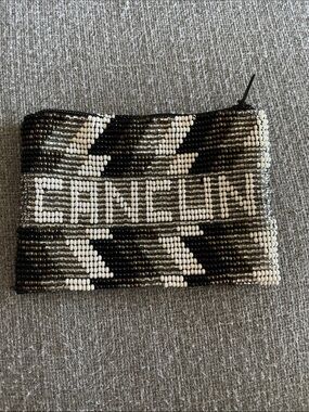 Cancun Beaded Black White Coin bag/purse